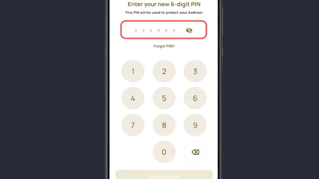 aadhaar pin 6 digit
