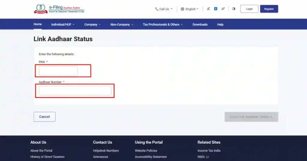 Aadhaar PAN Card Link Status